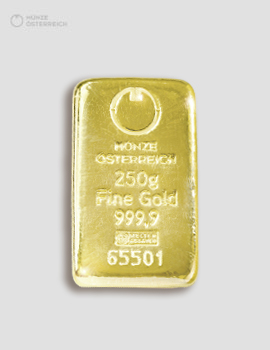 Gold bar 250g cast bar Austrian Mint
