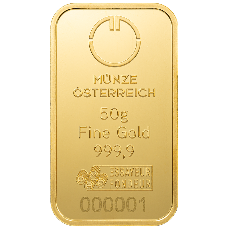 Goldbarren 50g Münze Österreich