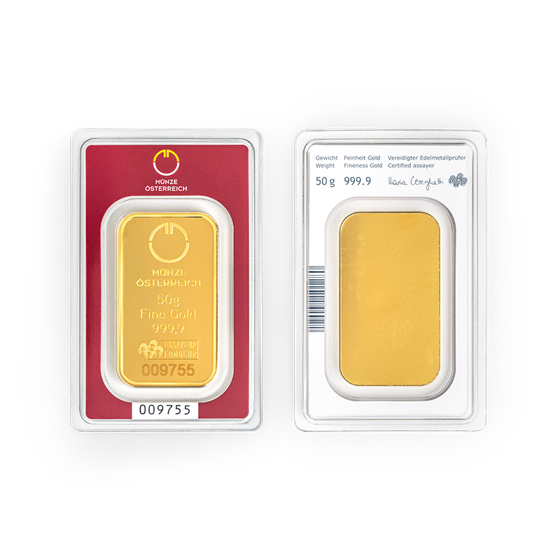 Goldbarren 50g Münze Österreich